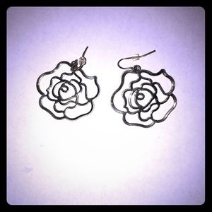 Silver Rose Earrings